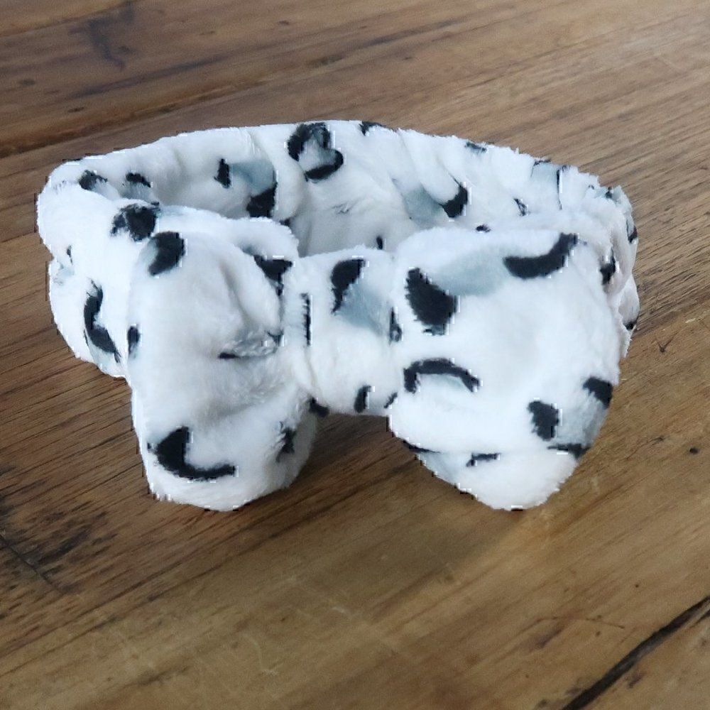 SNOW LEOPARD PLUSH BOWKNOT HEADBAND SPA SKINCARE ROUTINE ONE SIZE - Picture 1 of 4